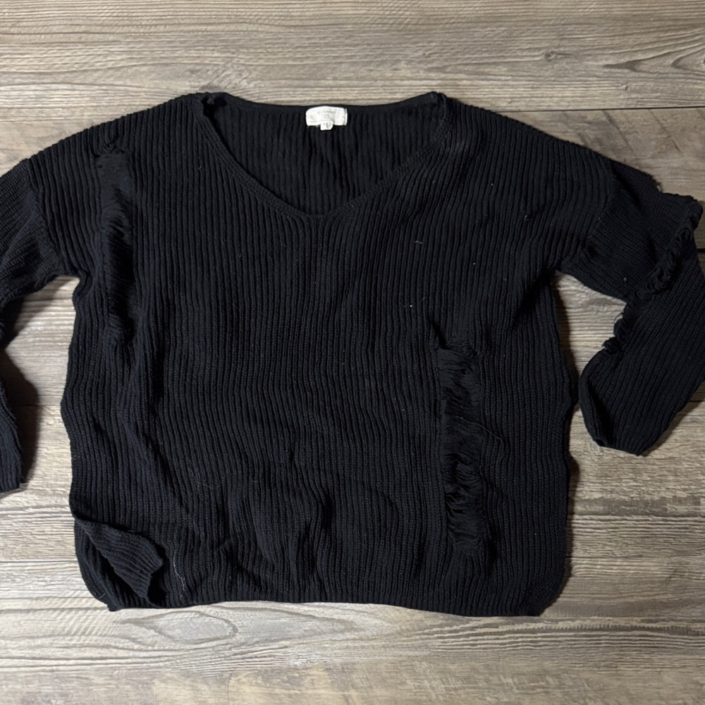 No Comment Black Distressed Sweater dark academia, or corporate goth